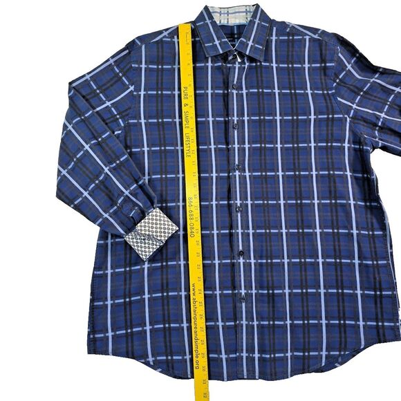 Tasso Elba Men's Shirt 100% Cotton XL 17-17.5 Long Sleeve Plaid Flip Cuff NWOT - Picture 5 of 8